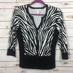 White House Black Market Zebra Print Cardigan